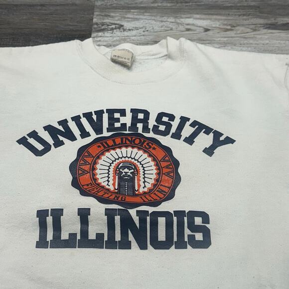 Vintage 80s University of Illinios Fruit Of The Loom Mens M Crewneck Sweatshirt - Picture 2 of 11
